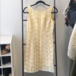 Size 2 Yellow Dress with gorgeous flower overlay
